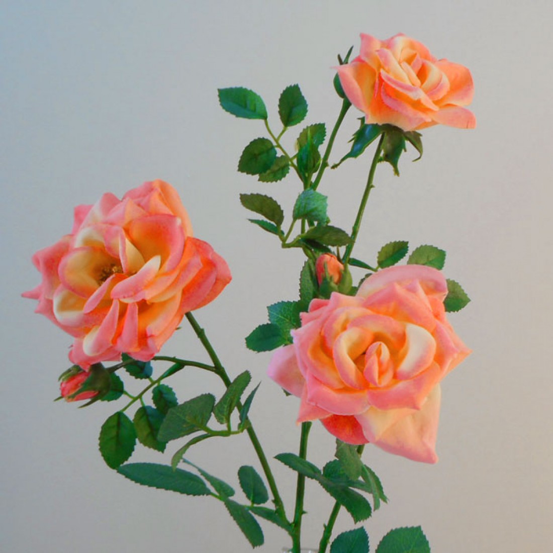 Artificial Roses Spray Peach 61cm Artificial Flowers